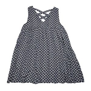 Jaime Dress Womens Small Crisscross Back Empire Sleeveless‎ Sundress Navy Summer